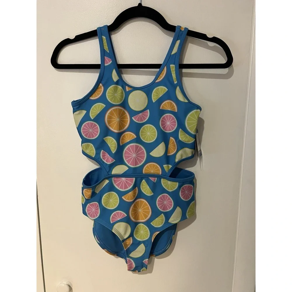 DSG Girls Main Squeeze Fruit Print One Piece Swimsuit UV-Protection Size‎ L